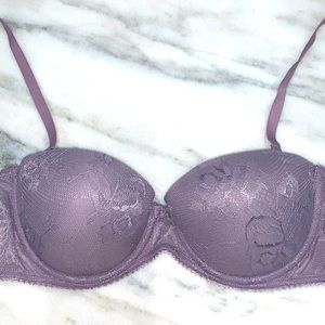 Lace over molded cup convertible bra